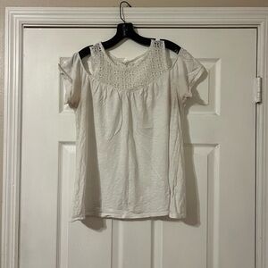 White Lace Detail Women's Top